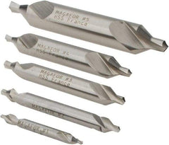 Magafor - 5 Piece, #1 to 5, 1/8 to 7/16" Body Diam, 3/64 to 3/16" Point Diam, Plain Edge, High Speed Steel Combo Drill & Countersink Set - 60° Incl Angle, 0.067 to 0.256" Point Length, 1/8 to 2-3/4" OAL, Double End, 115 Series Compatibility - Makers Industrial Supply