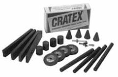 Cratex - 22 Piece Rubberized Abrasive Point Set - Includes 4 Blocks, 4 Cones, 2 Mandrels, 4 Sticks & 4 Wheels - Makers Industrial Supply