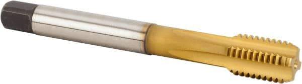 Kennametal - M14x1.50 Metric Fine 6HX 4 Flute TiCN/TiN Finish Powdered Metal Straight Flute Machine Tap - Bottoming, Right Hand Thread, 100mm OAL, 15mm Thread Length, Oversize, Through Coolant - Exact Industrial Supply