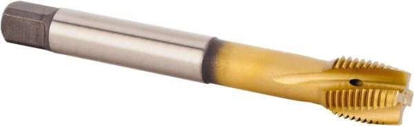 Kennametal - M18x1.50 Metric Fine 4 Flute 6HX Plug Spiral Flute Tap - Powdered Metal, TiCN/TiN Finish, 110mm OAL, Left Hand Flute, Right Hand Thread, Series T621 - Makers Industrial Supply