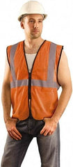 OccuNomix - Size S/M High Visibility Orange Mesh General Purpose Vest - Zipper Closure, 1 Pocket, Polyester - Makers Industrial Supply