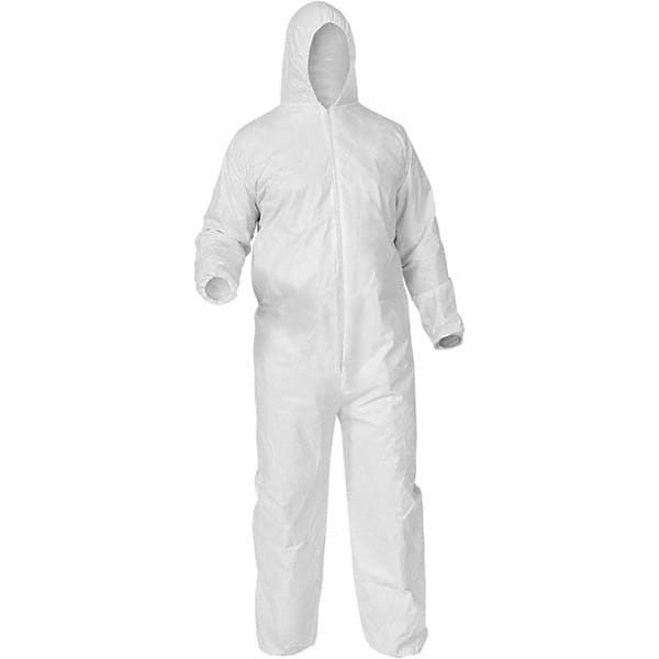 KleenGuard - Size 4XL Film Laminate General Purpose Coveralls - White, Zipper Closure, Elastic Cuffs, Elastic Ankles, Serged Seams - Makers Industrial Supply