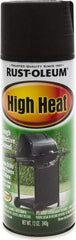 Rust-Oleum - Black, Satin, High-Heat Spray Paint - 10 to 12 Sq Ft per Can, 12 oz Container, Use on Metal - Makers Industrial Supply