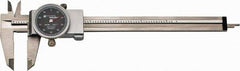 TESA Brown & Sharpe - 0" to 6" Range, 0.001" Graduation, 0.1" per Revolution, Dial Caliper - Black Face, 1.5" Jaw Length, Accurate to 0.02mm/0.03mm - Makers Industrial Supply