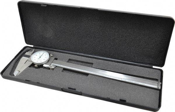 Value Collection - 0" to 8" Range, 0.001" Graduation, 0.1" per Revolution, Dial Caliper - White Face - Makers Industrial Supply