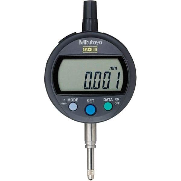 Mitutoyo - 0 to 12.7mm Range, 0.001mm Graduation, Electronic Drop Inidicator - Flat Back, 0.003mm Accuracy, LCD Display, Metric - Makers Industrial Supply