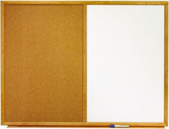 Quartet - 48" Wide x 36" High Dry Erase Combination Cork Bulletin Board - Melamine, White/Brown - Makers Industrial Supply