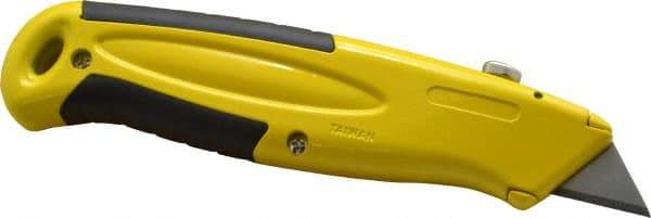 PHC - Retractable Utility Knife - 2-1/4" Blade, Yellow Zinc Handle, 5 Blades Included - Makers Industrial Supply