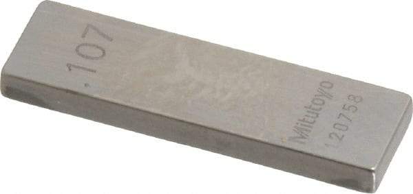 Mitutoyo - 0.107" Rectangular Steel Gage Block - Accuracy Grade 0, Includes Certificate of Inspection - Makers Industrial Supply