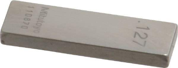 Mitutoyo - 0.127" Rectangular Steel Gage Block - Accuracy Grade 0, Includes Certificate of Inspection - Makers Industrial Supply