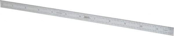 SPI - 12" Long, 1/50, 1/10" and 0.5, 1mm Graduation, Flexible Steel Rule - Decimal/Metric Graduation Style, 1/2" Wide, Silver, Satin Chrome Finish - Makers Industrial Supply