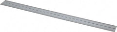 SPI - 12" Long, 1/100, 1/10" and 0.5, 1mm Graduation, Rigid Steel Rule - Decimal/Metric Graduation Style, 1" Wide, Silver, Satin Chrome Finish - Makers Industrial Supply