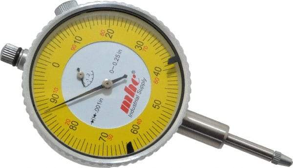 Value Collection - 1/4" Range, 0-100 Dial Reading, 0.001" Graduation Dial Drop Indicator - 2-9/32" Dial, Revolution Counter - Makers Industrial Supply