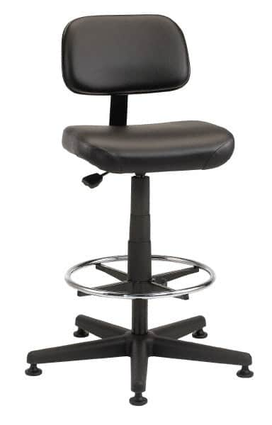 Bevco - Pneumatic Height Adjustable Chair - Vinyl Seat, Black - Makers Industrial Supply