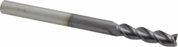 Accupro - 5/16", 1-1/4" LOC, 5/16" Shank Diam, 4" OAL, 3 Flute, Solid Carbide Square End Mill - Single End, AlTiN Finish, Spiral Flute, 40° Helix, Centercutting, Right Hand Cut, Right Hand Flute - Makers Industrial Supply