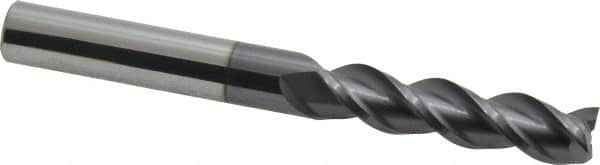 Accupro - 3/8", 1-1/2" LOC, 3/8" Shank Diam, 3-1/2" OAL, 3 Flute, Solid Carbide Square End Mill - Single End, AlTiN Finish, Spiral Flute, 40° Helix, Centercutting, Right Hand Cut, Right Hand Flute - Makers Industrial Supply