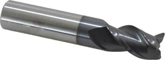 Accupro - 9/16", 3 Flute, Single End, Solid Carbide, 0.025" Corner Radius End Mill - 3" OAL, 40° Helix, Right Hand Flute, 7/8" LOC, Right Hand Cut - Makers Industrial Supply