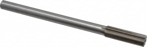 Interstate - 0.689" High Speed Steel 6 Flute Chucking Reamer - Straight Flute, 9/16" Straight Shank, 2-1/4" Flute Length, 9" OAL - Makers Industrial Supply