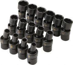 SK - 15 Piece 3/8" Drive Standard Impact Socket Set - 6 Points, 8 to 21mm, Metric Measurement Standard - Makers Industrial Supply