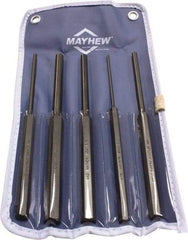 Mayhew - 5 Piece, 1/8 to 3/8", Pin Punch Set - Round Shank, Comes in Vinyl Pouch - Makers Industrial Supply