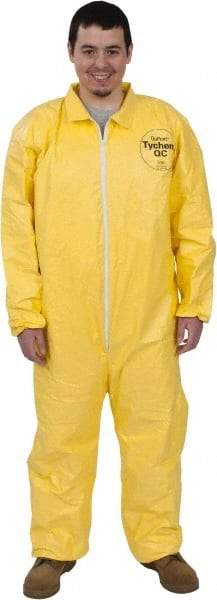 Dupont - Size M PE Film Chemical Resistant Coveralls - Yellow, Zipper Closure, Elastic Cuffs, Elastic Ankles, Serged Seams - Makers Industrial Supply