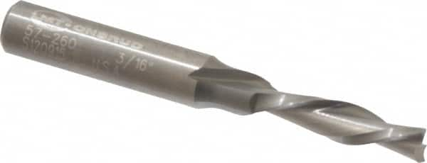 Onsrud - 3/16" Cutting Diam x 3/4" Length of Cut, 2 Flute, Downcut Spiral Router Bit - Uncoated, Right Hand Cut, Solid Carbide, 2" OAL x 1/4" Shank Diam, Double Edge, 30° Helix Angle - Makers Industrial Supply