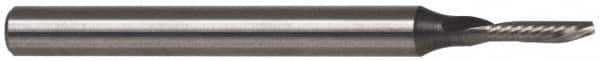 Accupro - 1/4" Cutting Diam x 1-1/4" Length of Cut, 1 Flute, Downcut Spiral Router Bit - Uncoated, Right Hand Cut, Solid Carbide, 3" OAL x 1/4" Shank Diam, Single Edge, 21° Helix Angle - Makers Industrial Supply