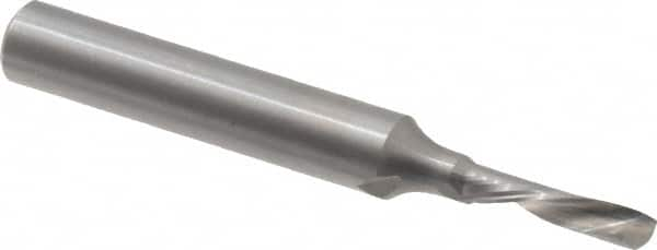 Onsrud - 1/8" Cutting Diam x 1/2" Length of Cut, 1 Flute, Downcut Spiral Router Bit - Uncoated, Right Hand Cut, Solid Carbide, 2" OAL x 1/4" Shank Diam, Single Edge, 22° Helix Angle - Makers Industrial Supply