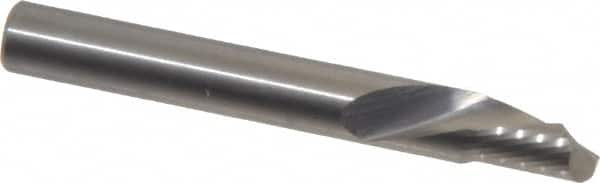 Onsrud - 1/4" Cutting Diam x 3/8" Length of Cut, 1 Flute, Downcut Spiral Router Bit - Uncoated, Right Hand Cut, Solid Carbide, 2" OAL x 1/4" Shank Diam, Single Edge, 22° Helix Angle - Makers Industrial Supply