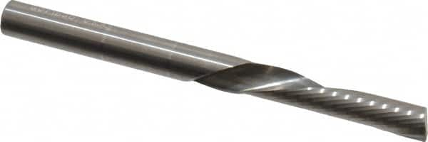 Onsrud - 1/4" Cutting Diam x 1-1/4" Length of Cut, 1 Flute, Downcut Spiral Router Bit - Uncoated, Right Hand Cut, Solid Carbide, 3" OAL x 1/4" Shank Diam, Single Edge, 22° Helix Angle - Makers Industrial Supply