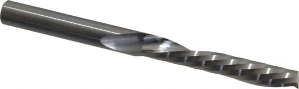 Onsrud - 1/4" Cutting Diam x 1-1/2" Length of Cut, 1 Flute, Downcut Spiral Router Bit - Uncoated, Right Hand Cut, Solid Carbide, 3" OAL x 1/4" Shank Diam, Single Edge, 21° Helix Angle - Makers Industrial Supply