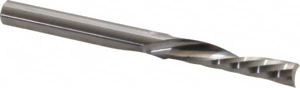 Onsrud - 1/4" Cutting Diam x 1-1/4" Length of Cut, 1 Flute, Downcut Spiral Router Bit - Uncoated, Right Hand Cut, Solid Carbide, 3" OAL x 1/4" Shank Diam, Single Edge, 21° Helix Angle - Makers Industrial Supply