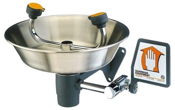 PRO-SAFE - Wall Mount, Stainless Steel Bowl, Eyewash Station - 1/2" Inlet - Makers Industrial Supply