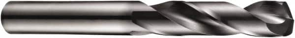 DORMER - 11.5mm 140° Spiral Flute Solid Carbide Screw Machine Drill Bit - TiAlN Finish, Right Hand Cut, 55mm Flute Length, 102mm OAL, Four Facet Split Point, Straight Shank, Through Coolant - Makers Industrial Supply