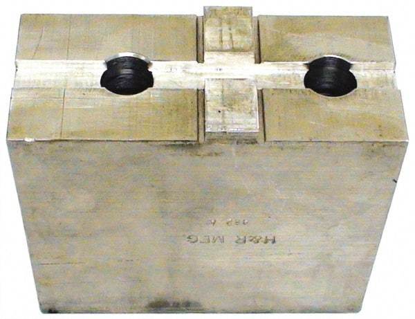 H & R Manufacturing - Tongue & Groove Attachment, Square Soft Lathe Chuck Jaw - Aluminum, 3" Btw Mount Hole Ctrs, 5-5/8" Long x 2-1/2" Wide x 3-5/16" High, 1/2" Groove - Makers Industrial Supply