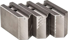 H & R Manufacturing - 1.5mm x 60° Serrated Attachment, Square Soft Lathe Chuck Jaw - 3 Jaws, Steel, 0.787" Btw Mount Hole Ctrs, 3-1/8" Long x 1-1/4" Wide x 2" High, 0.472" Groove, 10mm Fastener - Makers Industrial Supply