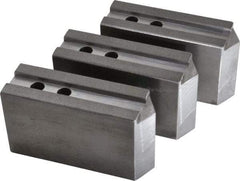 H & R Manufacturing - 1.5mm x 60° Serrated Attachment, Square Soft Lathe Chuck Jaw - 3 Jaws, Steel, 1.181" Btw Mount Hole Ctrs, 6-1/4" Long x 2" Wide x 3-1/2" High, 0.71" Groove, 14mm Fastener - Makers Industrial Supply