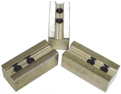 H & R Manufacturing - 1.5mm x 60° Serrated Attachment, Square Soft Lathe Chuck Jaw - 3 Jaws, Aluminum, 1.181" Btw Mount Hole Ctrs, 5-1/4" Long x 2" Wide x 2" High, 0.71" Groove, 14mm Fastener - Makers Industrial Supply