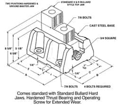 H & R Manufacturing - 12" Max Chuck Diam Compatibility, Cast Steel (Base) Bullard Hard Lathe Master Jaws - 10" Wide x 12" Long x 8-5/8" High - Makers Industrial Supply