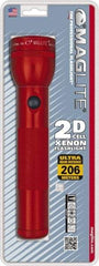 Mag-Lite - Krypton Bulb, 27 Lumens, Industrial/Tactical Flashlight - Red Aluminum Body, 2 D Batteries Not Included - Makers Industrial Supply