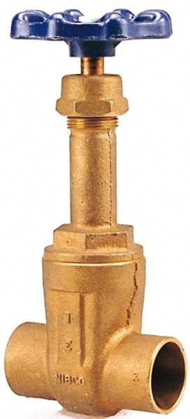 NIBCO - Class 125, Soldered Bronze Solid Wedge Rising Stem Gate Valve - 200 WOG, 125 WSP, Screw-In Bonnet - Makers Industrial Supply