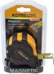 Komelon - 25' x 1" Yellow Blade Tape Measure - 1/16" Graduation, Inch Graduation Style, Yellow/Black Case - Makers Industrial Supply