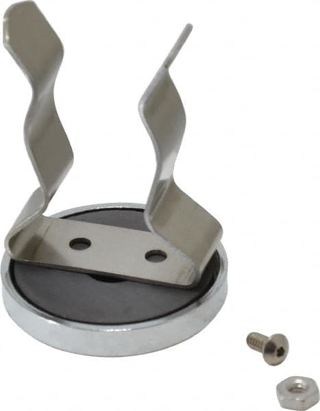 Mag-Mate - 11 Lb Max Pull Force, 2-1/32" Overall Height, 1.41" Diam, Ceramic Cup Magnet - Clamp Style, 1-1/8" Clamp Opening, Chrome Plated - Makers Industrial Supply