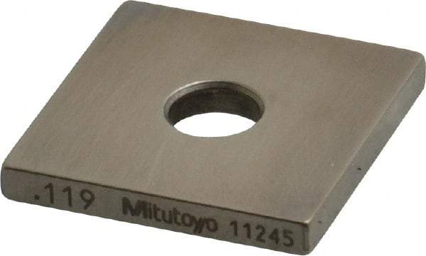 Mitutoyo - 0.119" Square Steel Gage Block - Accuracy Grade 0, Includes Certificate of Inspection - Makers Industrial Supply