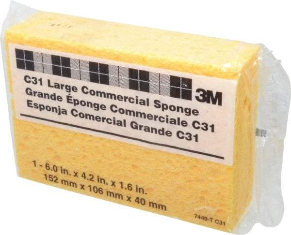 3M - 6" Long x 4-1/4" Wide x 1-5/8" Thick Cleansing Pad - Heavy-Duty, Yellow - Makers Industrial Supply