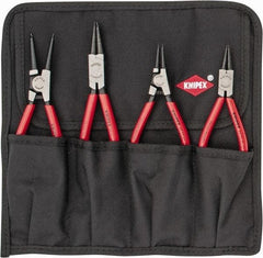 Knipex - 4 Piece, 1/2 to 2-1/2" Bore, 3/8 to 2-1/2" Shaft, Internal/External Retaining Ring Pliers Set - 0.053 to 0.07" Tip Diam Range - Makers Industrial Supply