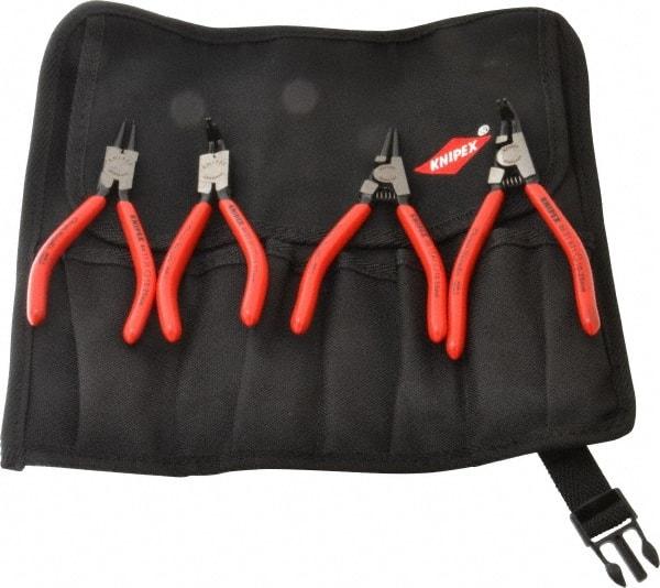 Knipex - 4 Piece, 1/2 to 1" Bore, 3/8 to 1" Shaft, Internal/External Retaining Ring Pliers Set - 0.051 to 0.053" Tip Diam Range - Makers Industrial Supply