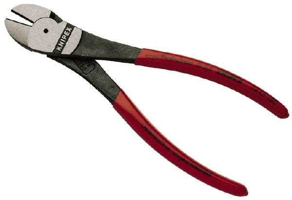 Knipex - 8" OAL, 3/32" Capacity, Diagonal Cutter - 1" Jaw Length x 1" Jaw Width, Oval Head, Plastic Coated Handle - Makers Industrial Supply