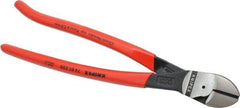 Knipex - 10" OAL, 9/64" Capacity, Diagonal Cutter - 1-1/8" Jaw Length x 1-1/8" Jaw Width, Oval Head, Plastic Coated Handle - Makers Industrial Supply