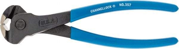 Channellock - 7-1/2" OAL, End Cutting Pliers - #00-1/4 Capacity, 0.35" Jaw Length x 1.18" Jaw Width, Plastic Dipped Handle - Makers Industrial Supply